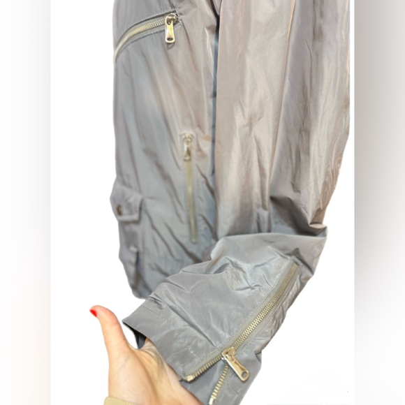 Karl Mommoo Italy Nylon Moto Jacket Gray Lightweight Biker Unisex Size  XL - Picture 7 of 16